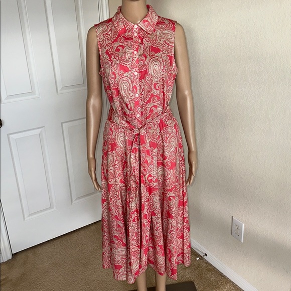 Tommy Hilfiger Dresses & Skirts - NWT Tommy Hilfiger Red Paisley Midi Dress Size 8.